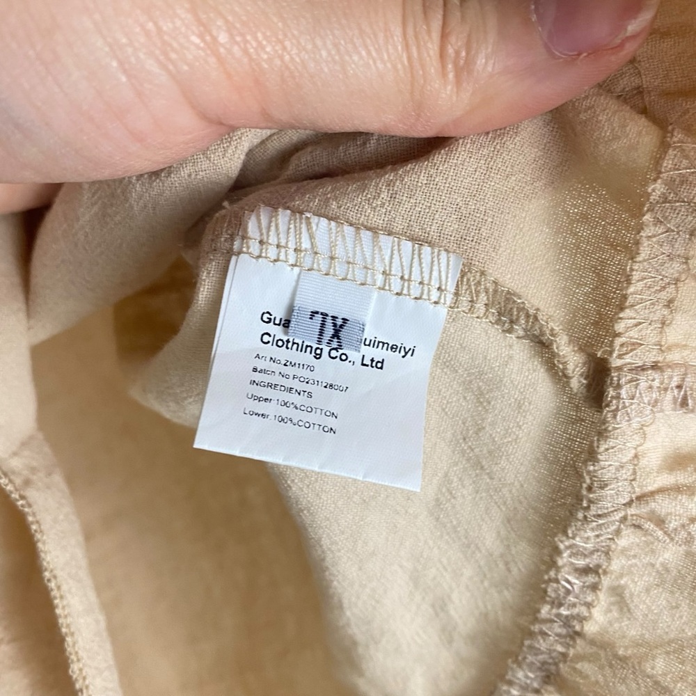 Tan beige 100% cotton Sleeveless Flowy Ruffle Top and matching Shorts XL - Picture 12 of 12